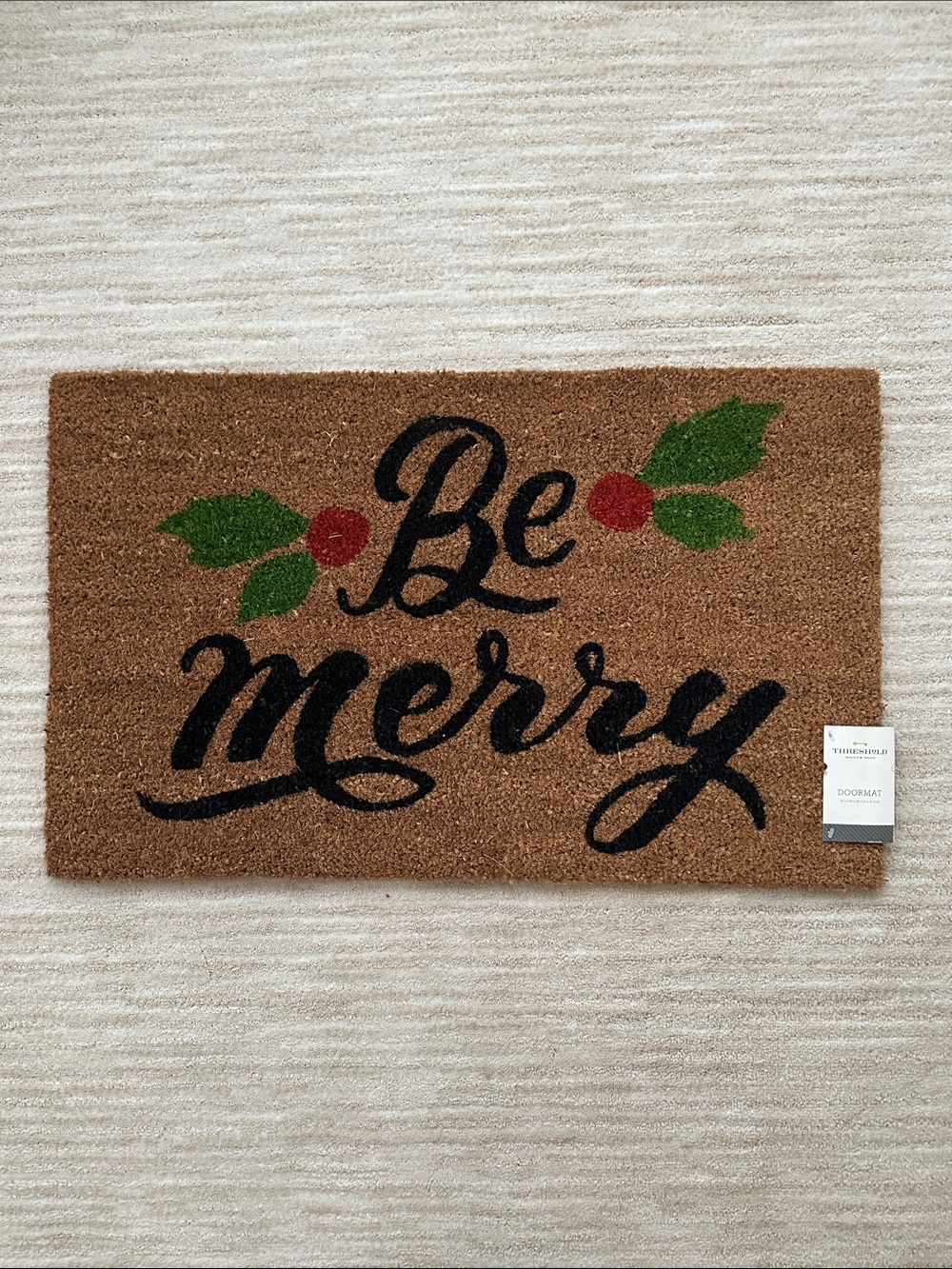 Threshold “Be Merry” Doormat Measures 18” x 30” by Target Holiday Doormat